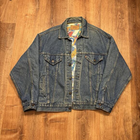 Vintage Levis Denim Jacket Cowboy Western Blanket Lined Blue Jean Medium Trucker